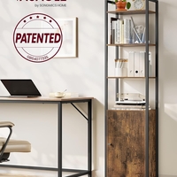 VASAGLE Biblioteca inalta cu 6 rafturi si dulap, cadru metalic, rafturi reglabile, stil vintage, 40x24x160 cm, maro rustic