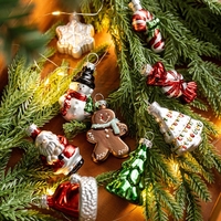 Set 9 Decoratiuni de Craciun, Flippy, pentru Brad, 5 cm, din Sticla, 22 x 12.5 x 4.2 cm, Multicolor