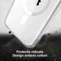 Husa de protectie Vafy compatibila cu Apple iPhone 15 Pro, MagSafe Blister, gaura mare camera, transparenta