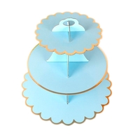 Etajera pentru Prajituri, Flippy, din Carton, 3 Nivele, 16/22/29 cm Diametru, Inaltime 38 cm, Albastru