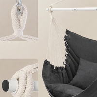 SONGMICS Fotoliu suspendat tip hamac cu 2 perne, lant si carabiniera incluse, 150x128 cm, gri inchis
