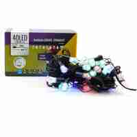 Instalatie de Craciun Liniara RGRB Yoto, 10 m, din care 1 m Prelungitor 220V, 40 LED, Model Diamante, Utilizare Interior/Exterior, Interconectabila, Fir Negru, multicolor