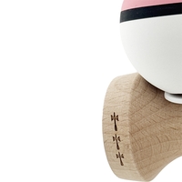Kendama X Originala, Profesionala, Flippy, Cupe Mari KING SIZE V3, Rubber Grip, Gaura in Baza, Rulment Metalic, din lemn 18 cm, Ata 62/65 cm, S Bicolor Roz/Alb