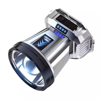 Lanterna Power Bank LED, Vafy, cu Suport pentru Cap, Incarcare USB, Raza 100-200m, 5W, 3 Trepte de Lumina, Afisaj Baterie, Argintiu