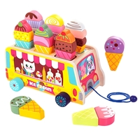 Jucarie Educativa Montessori, Flippy, Model Camion de Inghetata, Sortator Forme, 22 x 11 x 12 cm, 3+ ani, Multicolor