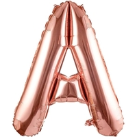 Balon Folie Metalizata Litera A, Flippy, 100 cm, Umflati cu Heliu sau Aer, Ambalaj Individual, Pai inclus, Rose Gold