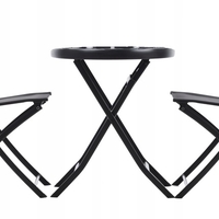 Set mobilier balcon pliabil cu masa sticla si 2 scaune, structura metalica, 60x70 cm, negru