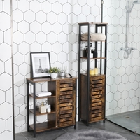 VASAGLE Dulap de depozitare in stil turn, 5 rafturi, compartiment cu usa, 37x30x167cm, maro rustic