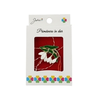 Martisor Brosa, Jolie, Model Trei Ghiocei, Metal Emailat in Culori, Sistem de Prindere cu Ac, Dimensiune 2.5–3 cm, Ambalaj Individual cu Design, Multicolor