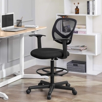 SONGMICS Scaun de birou inalt, rotativ, suport picioare reglabil, ajustare pe inaltime 55-75 cm, 64x64x97 cm, negru