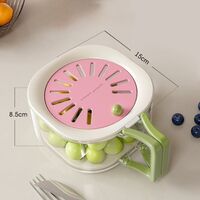 Cos de Scurgere pentru Fructe 2 in 1, Vafy, din Plastic Durabil, Filtru Telescopic, Scurgator de Fructe si Legume, pentru Uz Casnic, 15 x 15 x 8.5 cm, Roz/Bej