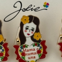 Set 12 Brose Martisor Primavara, Jolie, Model Fata, Mesaj Mama e Numai Una, Multicolor