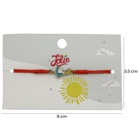 Martisor Bratara pentru Copii, Jolie, Model Fetita, din Metal Auriu cu Snur Impletit Rosu, Albastru deschis
