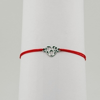 Bratara Martisor pentru Dama, Jolie, Model Inima Love, Set 12 bucati, Pandativ Argintiu din Inox cu Snur Rosu Ajustabil