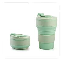 Pahar pliabil din silicon Flippy, pentru calatorii, camping, 350 ml, 8.2x6.3x9.1 cm, verde