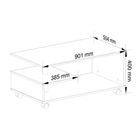Masuta de cafea Vini pe roti, cu raft inferior si blat din PAL laminat, 90x51x40 cm, alb