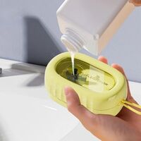 Perie de Spalat Haine, Flippy, cu Dispenser pentru Detergent, 4 Perii de Curatare, din ABS + PS, Galben