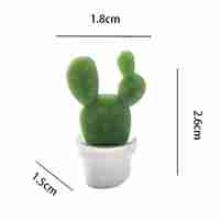 Set 6 Magneti de Frigider, Flippy, Model Cactusi in Ghiveci, din ABS si Magnet, Verde/Alb