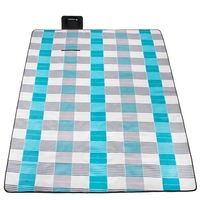 Patura pentru picnic sau plaja, cu folie izolatoare si maner, 150x200cm, albastru gri
