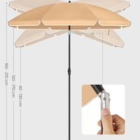 SONGMICS Umbrela terasa gradina sau plaja, cu inclinare, husa, diametru 160cm, taupe