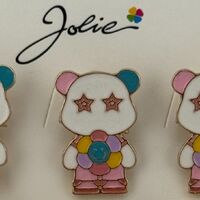 Set 12 Brose Martisor pentru Copii, Jolie, Model Urs Panda cu Floare Multicolora