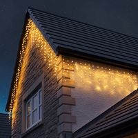 Instalatie Craciun, 120 m, 2880 Led-uri ,Franjuri, Alb cald, Flash, Alimentator, Interconectabila, Prelungitor 6.5 m inclus, Fir Transparent Cauciucat, 220v, Vafy