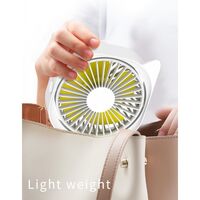 Mini ventilator pentru birou cu usb, Vafy, rotire 360 grade, 3 viteze, 13.5 x 12,8 cm, Alb