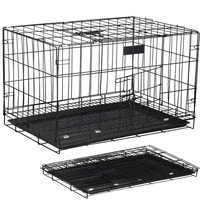 Cusca pentru animale, 2 usi, Pliabila din metal, XL, Negru, 93x67x56 cm