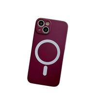 Husa MagSafe pentru Apple iPhone 14 Pro, Silicon, Protectie pentru camera, Magnetica, Incarcare Wireless, Vafy, Visiniu