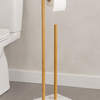 Suport hartie igienica 5Five Lea cu spatiu depozitare, bambus, 22x18x78 cm, alb si maro