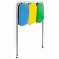 Cos de gunoi selectiv cu 3 compartimente, cadru metalic si capace PP, 98x42x74 cm