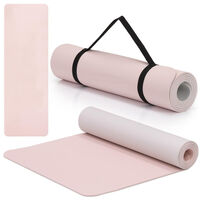 Saltea fitness antiderapanta din TPE, 183x61x1 cm, cu curea transport, roz