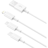 Cablu USB 3in1 Flippy SX - 21, USB la micro USB/USB-C/compatibil iphone, 3A, 1.2m (alb)
