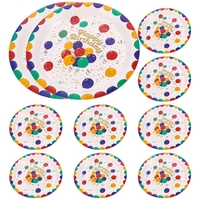 Set 10 Farfurii de Unica Folosinta, Vafy, din Carton, 18 cm, Model Happy Birthday, Multicolor
