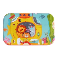 Puzzle 60 de Piese din Lemn in Cutie Metalica, Flippy, Model Submarin, Educativ, Dezvoltare Abilitati Cognitive, pentru Prescolari, 22.5x13.5 cm