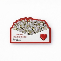 Magneti Decorativi Martisor, Set 24 Piese, Jolie, Tema Mesaj Pentru Cea Mai Buna Iubita, Carton Laminat cu Magnet Flexibil, 8x6 cm, Multicolor