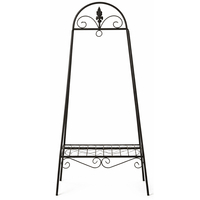 Suport flori metalic pentru ghivece, structura metalica, 49x40x99 cm, negru