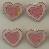 Set 12 Brose Martisor pentru Copii, Jolie, Model Inima cu Stelute, Roz