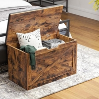 VASAGLE Banca pentru pantofi cu perna, tip cufar de depozitare, stil hambar, 76x40x48cm, maro rustic