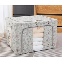 Cutie Depozitare, Vafy, 66L, din Material Textil, 50 x 40 x 33 cm, pentru Haine si Lenjerii, Model Fluturasi, Gri