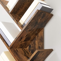 VASAGLE Biblioteca de podea cu 8 etaje, cu rafturi din lemn in forma V, 25x141x50cm, maro rustic