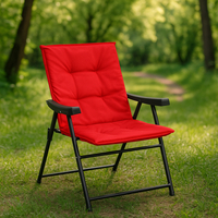Scaun pliabil de gradina cu perna, structura metalica, 59x66x90 cm, rosu