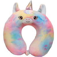 Perna de Calatorie in Forma de U, Vafy, Pentru Gat si Cap, Umplutura din Spuma cu Memorie, 30x30 cm, Model Unicorn, Accesoriu de Voiaj, Birou, Masina, Sistem Prindere Capse, Multicolor