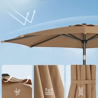 SONGMICS Umbrela de gradina, cu manivela pentru deschidere, sistem inclinare, 300cm, taupe