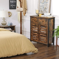 VASAGLE Comoda depozitare cu 2 sertare si polite, usi tip jaluzea, stil industrial, 30x70x80 cm, maro rustic