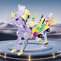 Jucarie Transformabila 2in1, Flippy, Crystal Wing Flying Dragon, Masina/Dragon, Atractie Magnetica, Fluorescent, +3 Ani, din ABS, Multicolor