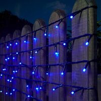 Instalatie de Craciun liniara Yoto, 17 m, din care 1 m cablu priza 220V, 200 LED, 8 jocuri de lumini, controler, fir negru, albastru