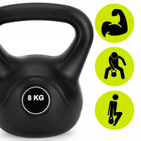 Kettlebell 8 kg, bitum cu invelis rezistent ABS, 24x23 cm, negru
