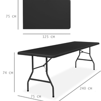 Masa dreptunghiulara pliabila multifunctionala, pentru gradina sau evenimente, 240x75x74 cm, negru