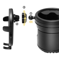 Suport Universal 3in1, Flippy, pentru Carucior, Biciclete, Masina, din ABS, 1 Suport Telefon si 2 Suporturi Pahare, Rotire 360°, Negru